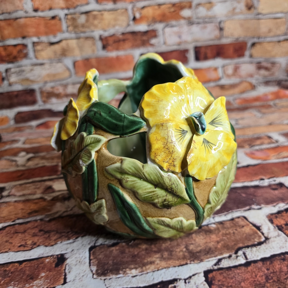 Jay Willfred Vintage Ceramic Bowl with Yellow Floral Design